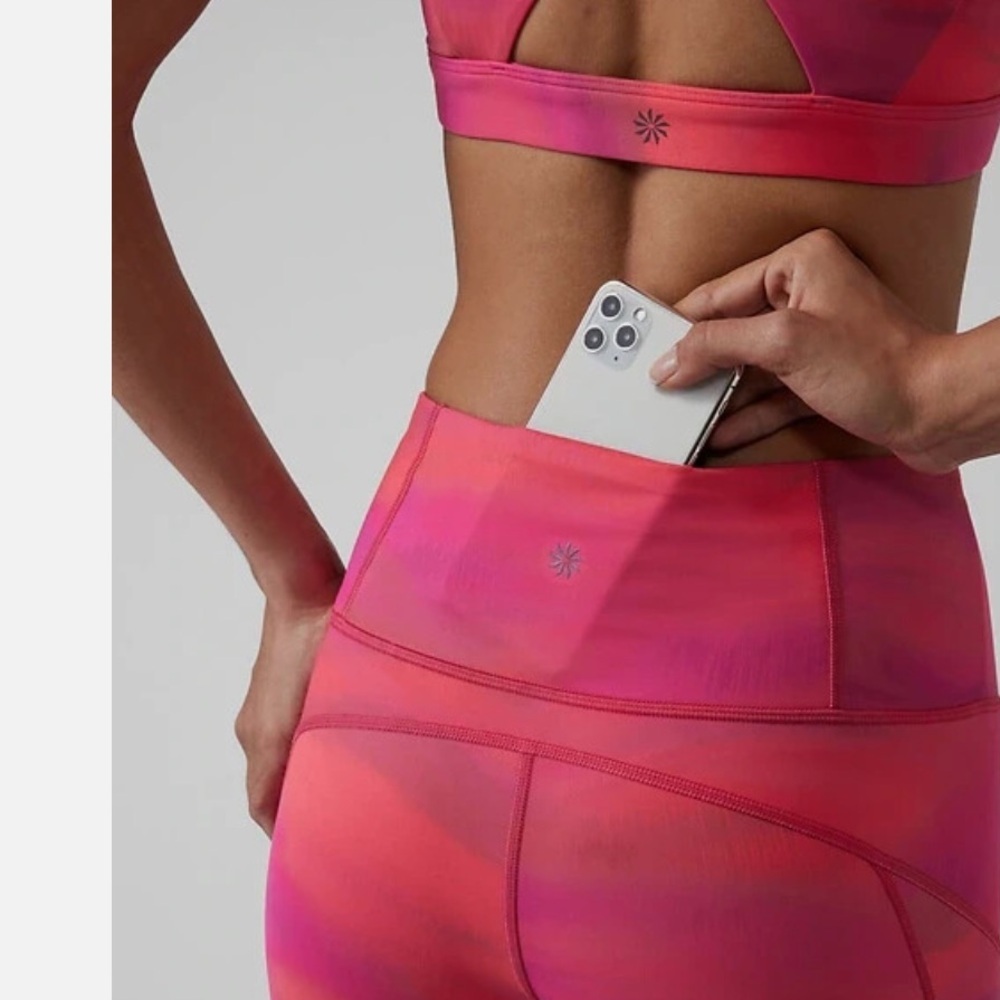 guc Athleta rainier printed tight Pink and Orange Leggings xs - Picture 3 of 11